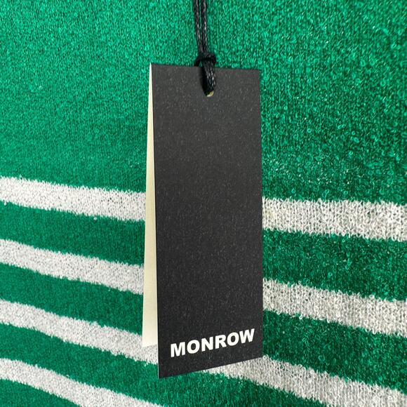 NEW Monrow Green Striped Boucle Knit Sweater Sz Medium - Picture 5 of 8